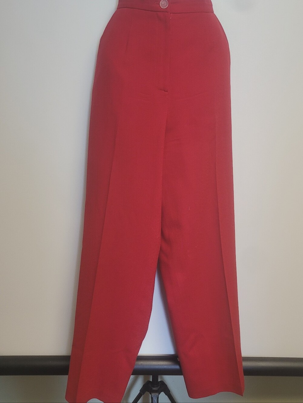 Vintage 1980's Lily & Taylor Red 100% Wool Leg Trousers Size 12 Made In The USA - Picture 6 of 8
